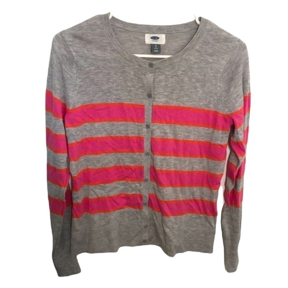 Old Navy Crewneck Button Down Cardigan Coral Tropics - Picture 1 of 8